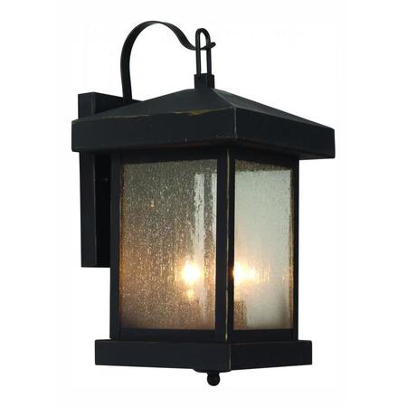 TRANS GLOBE Two Light Weathered Bronze Amber Seeded Glass Wall Lantern 45641 WB